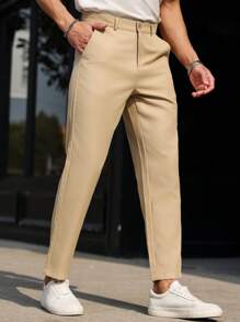 Men's Formal Trousers, Casual Suit Pants, Solid Color Casual Pants, Daily Work Casual Outing Long Pants