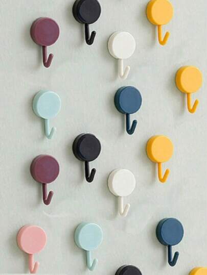 1/10/50 pièces Crochets invisibles pour porte de cuisine, crochets décoratifs adhésifs sans perçage nécessaire, crochets muraux adhésifs créatifs et mignons pour chambre, salon, balcon, faciles à installer et à utiliser, couleurs macaron