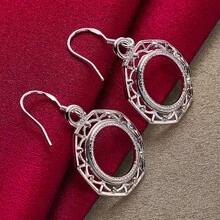 925 Sterling Silver Plated Earrings For Woman Wedding Engagement Party Fashion Charm Jewelry - Silver - View 4