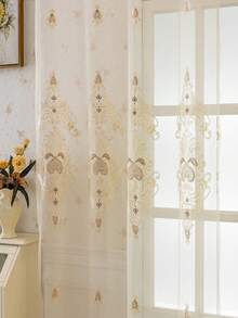 1 pieza de Cortina decorativa bordada de estilo europeo de lujo - Albaricoque - Ver 1