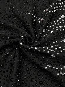 Sleeveless Halter Neck Sparkling Rhinestone Package Hip Short Suitable For Party Dinner Dress Wedding,Cocktail - Black - View 9