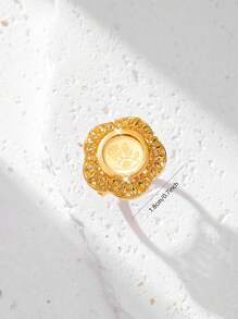 1pc 22K Gold Plated Copper Material Women's Ring, Unique & Personalized Design With Laser Engraved Patterns, Adjustable Size, Great Gift For Lover, Daily Wear Or Mother's Day