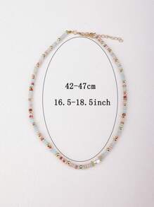 1pc Retro Natural Stone Necklace With Colorful Beads For Women, Vintage And Minimalist Light Blue Collarbone Chain Suitable For Daily Wear With Luxurious, Niche & High-End Feel