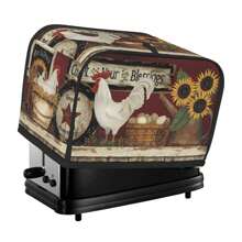 1 buc. Capac pentru prăjitor de pâine de fermă vintage, cocoș de fermă și vacă cu imprimeu pentru prăjitor de pâine pentru prăjitor de pâine cu 2/4 felii, lavabil și rezistent la praf pentru bucătărie