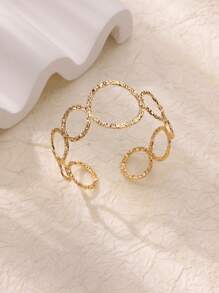 Brazalete ancho de acero inoxidable con diseño de flor para mujer, pulsera de estilo vintage geométrico simple con acabado mate, joyería de moda, regalo nuevo