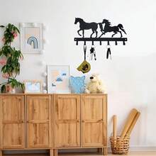 1 Pc Wall Decoration Hanging Hook, Double Horse Head Wall Hanging Hook Art Decor - Key Hook Rack - Clothes Hat Rack And Backpack Hook - Suitable For Storage, Living Room, Corridor, Office Warm Home Decor