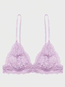 Ropa interior femenina lencería nupcial ultradelgada para la temporada navideña, sujetador floral para pechos pequeños con encaje, bralette, sujetador superior suave y sin costuras, lencería sexy color violeta