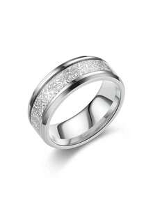 Fashionable Titanium Steel Frost Pattern Couples Rings, Fashionable Stylish Personalized Ring, Non-Fading - Silver Black - View 17