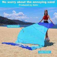Coperta da spiaggia, stuoia da picnic, stuoia anti sabbia, stuoia da spiaggia, stuoia impermeabile, extra large portatile 210 x 200 cm/78,7*82,7 pollici con 4 chiodi fissi per spiaggia, campeggio, giardino, parco, erba, viaggio, escursionismo. Tappetino da spiaggia leggero estivo anti-sabbia, per viaggi all'aperto, campeggio, arredamento per la casa, coperta da picnic pieghevole portatile.