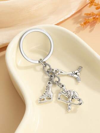 1pc Hockey Player & Ice Skates Shoes Keychain Hockey Fan Souvenir Gift Car Accessories Bag Charm School Cute Goth Y2k Bag Accessories Lanyards With Id Holder Car Accessories Bag Charms Christmas