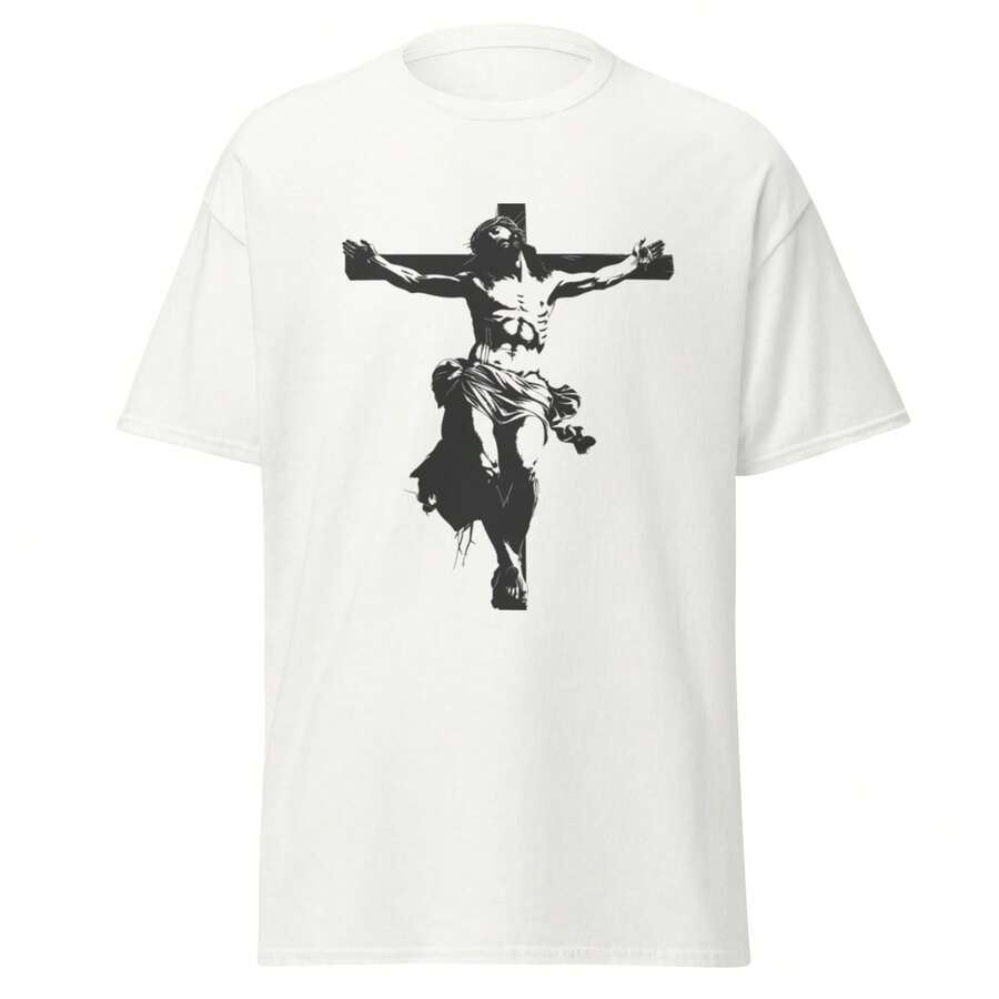 Playera Jesus en la Cruz. Creencia. Esperanza. Religión. Dios, Jesus. Aesthetic. Regalo. Outfit. Estilo - Blanco - Ver 1