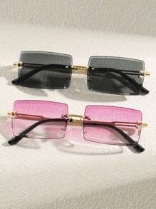 1 Pair, 2 Pairs, 3 Pairs, 5 Pairs, 10 Pairs Unisex Rectangular Classic Frameless Luxury Fashion Glasses, Suitable For Daily Life, Outdoor Travel Accessories, Daily Photography, Outdoor Travel Accessories, Also Have Windproof And Sand Protection Function, All Season