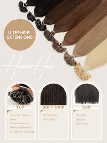 50 piezas de extensiones de cabello con punta en U de 14 a 22 pulgadas, cabello humano liso de color negro natural, queratina invisible, bandas de Remy de calidad de salón para un acoplamiento perfecto