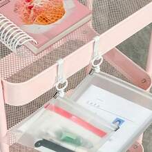 3 层/4 层（粉色/白色/黑色）带锁轮的滚动储物车 - 适用于厨房、浴室、宿舍的多功能收纳盒 | 耐用的金属框架，可拆卸的篮子，节省空间的设计，返校必备，浴室收纳盒|节省空间的收纳盒|安全的负载分配，床下收纳