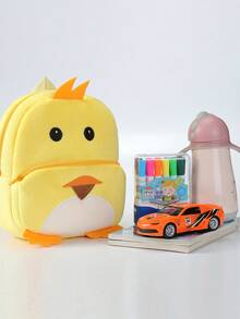 MICHLEY 1pc Boys Girls Owl Backpack Little Monkey Little Yellow Duck Cartoon Cute Plush Double Head Zipper Closure Schoolbag Student Learning Supplies Suitable For Travel Outing Outdoor Vacation Camping Holiday Gift - Little Yellow Duck - View 7