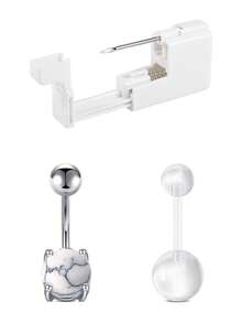 3Pcs Belly Button Piercing Kit Gun, Professional Body Piercing Kit, Belly Button Piercing Gun Navel Piercing Kit For Women, Disposable Belly Piercing Gun At Home With Belly Button Rings - Multicolor - View 15