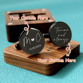 Personalised Engraved Groomsmen Groom Best Man Cufflinks Gifts Without Wooden Box, Wedding Cufflinks, Personalized Cufflinks Wedding Favors Cufflinks, Personalized Gift For Dad/Husband, Personalized Father's Day Gifts