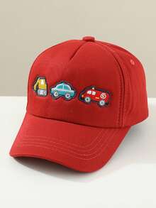 1 pieza Gorra de béisbol casual de protección solar con bordado de coche y excavadora para niños, gorra deportiva para exteriores y viajes, primavera/verano - auto - Ver 9