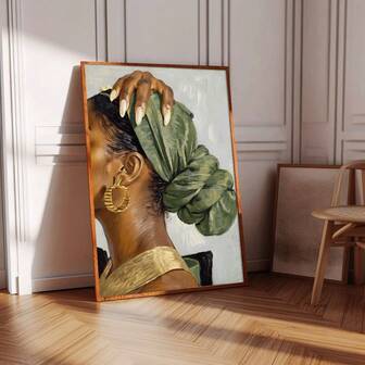 1 pieza Póster de arte de pared abstracto bohemio con/sin marco, pintura minimalista de mujer africana de moda para dormitorio, apartamento, sala de estar, habitación, decoración del hogar moderna