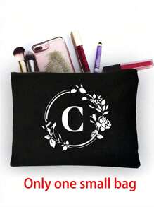 1/2 pezzi Borsa shopping tela con stampa lettere iniziali dalla A alla Z, con borsa portaoggetti cosmetici inclusa, borsa personalizzata, grande capacità, adatto per matrimoni, compleanni, spiaggia, vacanze, scuola, ottimo regalo per donne, mamme, insegnanti, amiche, damigelle d'onore, studenti, borsa grande. Borsa casual capiente e portatile, adatta per lo shopping multifunzionale
