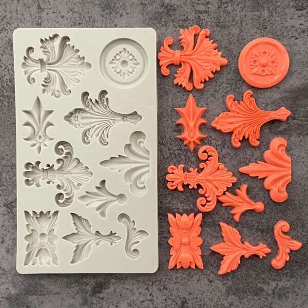 1pc European Retro Embossed Pattern Silicone Mold, Candy Mold, Cake Decorating Tool, Chocolate Mold, Sugar Craft, Kitchen Gadget