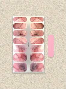 1 Sheets Marble Nail Art Stickers Nail Stickers And Decals DIY Nail Polish Strips Pale Pink Hot Stamping With Gold Coloring Self-Adhesive Waterproof And Long-Lasting 3d Nail Decals Multi-Design Manicure Stickers Manicure Decorations Set Suitable For Ladies And Girls, Parties And Events