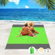 Coperta da spiaggia, stuoia da picnic, stuoia anti sabbia, stuoia da spiaggia, stuoia impermeabile, extra large portatile 210 x 200 cm/78,7*82,7 pollici con 4 chiodi fissi per spiaggia, campeggio, giardino, parco, erba, viaggio, escursionismo. Tappetino da spiaggia leggero estivo anti-sabbia, per viaggi all'aperto, campeggio, arredamento per la casa, coperta da picnic pieghevole portatile.