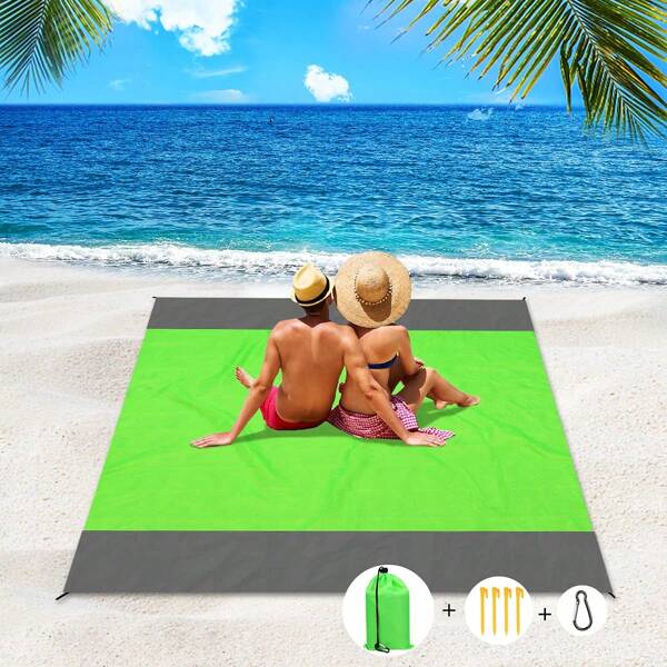 Couverture de plage, tapis de pique-nique, tapis sans sable, tapis de plage, tapis imperméable, extra large portable 210 x 200 cm/78,7 x 82,7 pouces avec 4 clous fixes pour plage, camping, extérieur, jardin, parc, herbe, voyage, randonnée. Tapis de plage léger et pliable pour l'été, idéal pour les voyages, le camping, la décoration d'intérieur, idéal pour pique-niquer