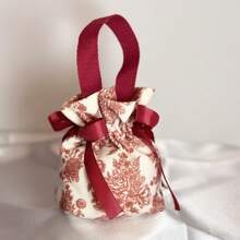 1pc Floral Gift Bag With Drawstring, Candy Bag, Tea Party Gift Bag, Wedding Candy Box, Party Hospitality Bag, Bridal Shower, Return Gift Bag, Upgraded European Wedding Gift Box, Elegant Red Foldable Wedding Return Gift Packaging Bag (Mother's Day, Graduation Ceremony)