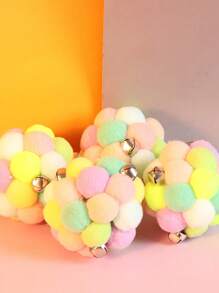 1pc Pom Pom & Bell Decor Random Cat Teaser Toy