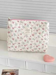 1buc/set Geantă de machiaj cu imprimeu drăguț Bunny&Bow Geantă cosmetică Geantă pentru machiaj Geantă pentru machiaj Organizator cosmetică Husă pentru machiaj Geantă pentru machiaj Geantă pentru îngrijirea pielii Fermoar Geantă de depozitare multifuncțională pentru îngrijirea pielii, cosmetice, perie, cremă de mâini, ruj, ulei de buze, monedă, articole mobile de machiaj, set de bijuterii, set de bijuterii Essentials Cruise Essentials Dorm Essentials Cadouri pentru prieteni Cadouri pentru profesori Cadouri pentru ziua de nastere Cadouri pentru domnisoara de onoare Cadouri pentru mama