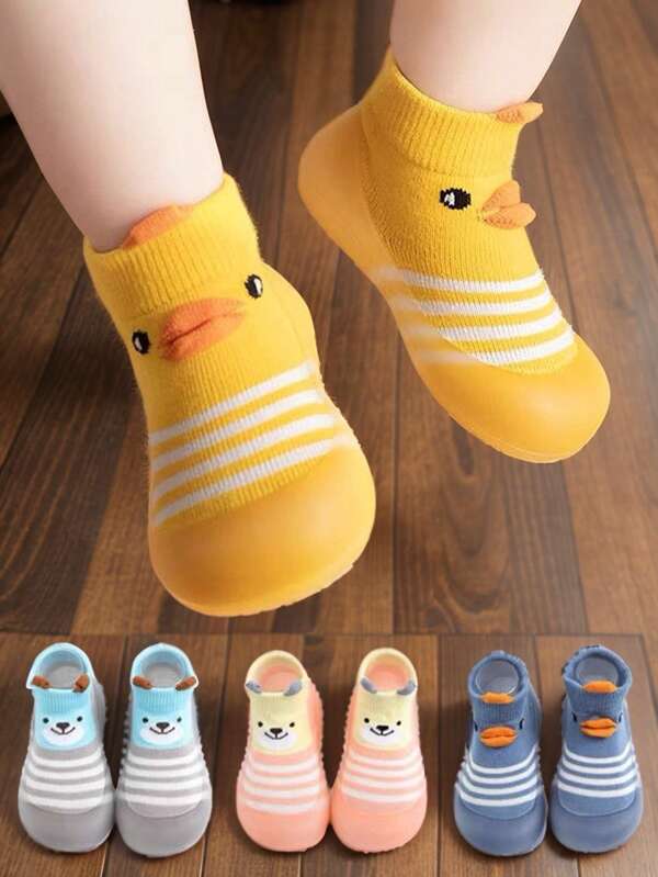 1Pair Baby Walking Socks Shoes Toddler Soft Rubber Sole Non-Skid Indoor Floor Slipper Infant Boys Girls First Walking Trainers Shoe