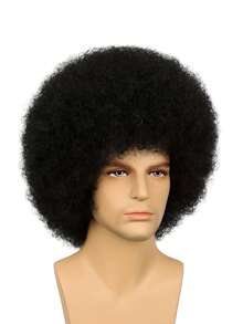 黑色非洲式假发，无胶可戴，70 年代蓬松卷发假发，适合派对和角色扮演服装，万圣节假发