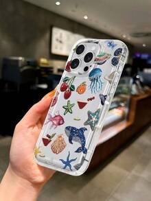 Ocean 1buc Cristal Vopsit Imprimat Transparentă Antișoc Husă de protecție TPU compatibilă cu Apple 15/14/13/12/11/7/8/16, cadou pentru prieteni sau familie