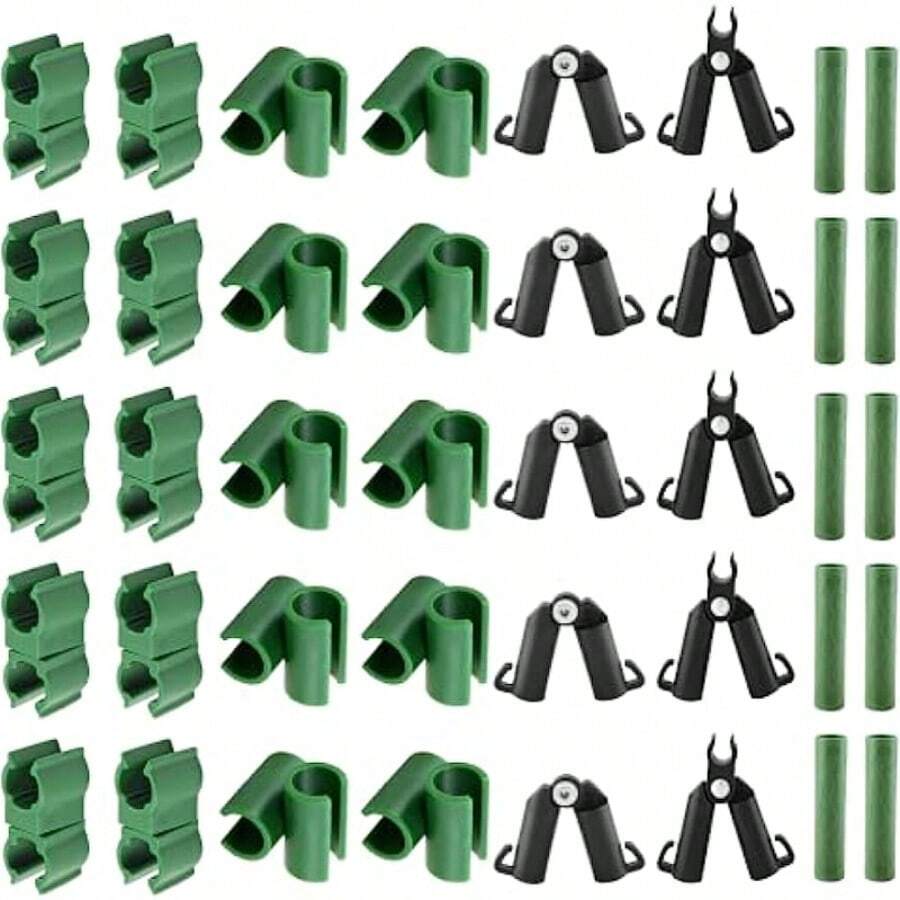 5 Adjustable Plant Grid Connection Clips - Durable Green Plastic A-Type Connector, Suitable For 11 Mm Support Poles, Very Suitable For Climbing Plants And Garden Frames, Climbing Plant Grids - Multicolor - View 1