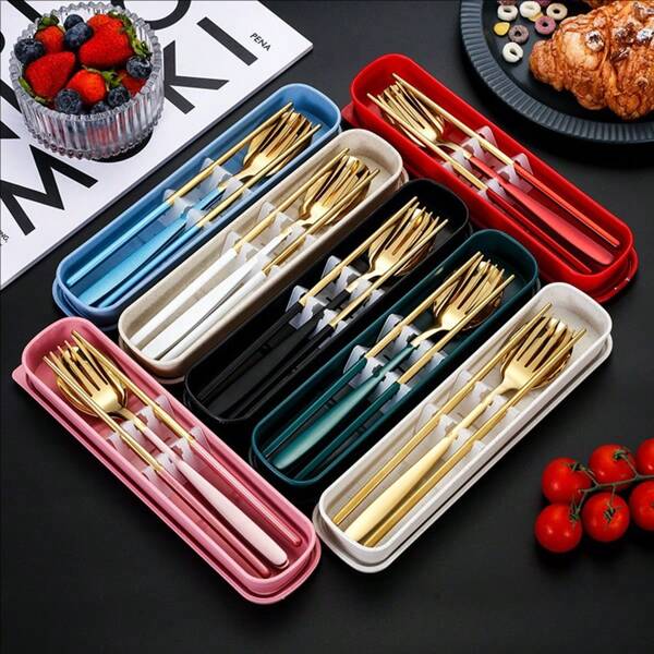 Stainless Steel Portable Cutlery Set - Spoon, Fork, Chopsticks,School Supplies