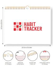 Trees 12-Page Undated Habit Tracker Spiral Bound Calendar, 10*8 Inch, With Different Plant Patterns, Improve Efficiency, Learning Supplies, Back To School Season - Pink - View 4