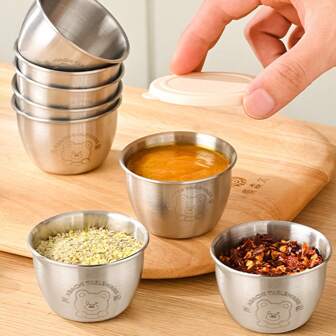 1 pièce/3 pièces Récipients à condiments réutilisables en acier inoxydable 304, tasses à sauce portables pour pique-nique extérieur, convient pour transporter la vinaigrette, le ketchup et autres assaisonnements