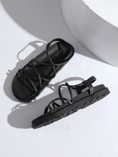 Sandalias de mujer 2025, Planas deslizantes, Mulets con correa de tobillo, Zapatos planos de verano marrones, Zapatos casuales elegantes de piel sintética, Con cordones, Mulets deslizantes, Nuevos modelos de primavera y verano, Sandalias romanas planas antideslizantes para damas