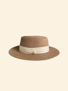 Sombreros de sol para mujer, sombrero de paja tipo boater de ala ancha, plegable y empaquetable para playa, talla ajustable (56-58cm) - Multicolor - Ver 9