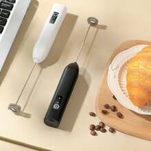 USB 可充电无线二合一手持式电动奶泡器、迷你搅拌机和打蛋器，带 3 档速度、不锈钢可拆卸搅拌器/支架 - 便携式搅拌机，适用于咖啡、卡布奇诺、烘焙、蛋白奶昔、威士忌、抹茶和烹饪工具