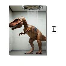 1/3pcs Interesting Animal Bathroom Wall Arts Canvas Posters, Optional Frame Hanging For Bathroom And Home Decoration ,Wall Art With Frame - Multicolor - View 59