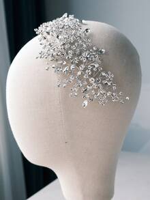 1pc Women's Elegant Crystal Headband, Handmade Luxury Party Hair Accessories, Bridal Wedding Crown, Princess Birthday Gift Valentine's Day Accessories - Silver - View 4