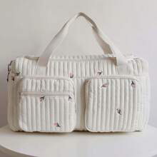 2025 Neue koreanische Mode Mama Wickeltasche mit großer Kapazität, geeignet für Väter; Mehrfachtaschenentwurf mit funktionalen Fächern für verschiedene Babysachen; Reißverschluss-Klappendeckel für einfachen Zugriff auf Kleidung & Zubehör; verziert mit niedlichem Bären-Patch, der der Tasche einen lustigen Akzent verleiht für Schule Zubehör Schulsachen