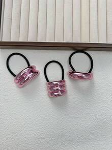 3pcs Europe And The United States Geometric Metal Bump Elasticity New Elegant Hair Tie Versatile Hair Rope Retro Elegant Hair Tie