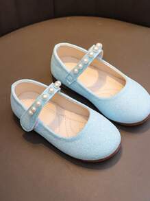 1 par de Sapatilhas macias de Verão para Meninas, 1 par de Sapatos Tipo Slip-On Fashionáveis com Pérolas, 1 par de Scarpins Formais Tipo Mary Jane