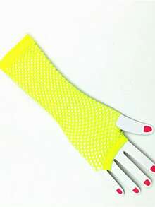 زوج من الأكمام الشبكية المجوفة، أكمام طويلة ملونة بنمط للحماية من أشعة الشمس بطريقة JK مع تصميم جذاب للصيف