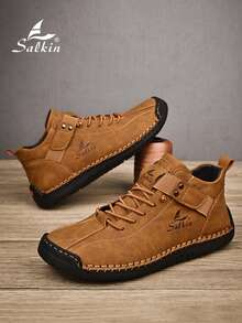 Salkin Zapatos casuales de moda sencilla de corte alto para hombres, adecuados para caminatas al aire libre y conducción, botas retro, zapatos diarios de oficina para hombres, modelos transpirables y ligeros resistentes al desgaste y antideslizantes para las cuatro estaciones, talla grande tallas grandes de zapatos para hombres 45 46 47 48