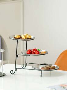 1 Peça Bandeja Metálica Redonda de 3 Níveis, na Cor Dourada/Prateada, Estilo Minimalista Moderno, Prato Decorativo, Prato de Doces, Prato de Sobremesa, Prato de Uso Doméstico, Prato de Bolo, Prato de Frutas, Suporte de Lanches, Aplicável para Casa, Mesa de Jantar, Cozinha, Sala de Estar, Festivais, Festas, Casamentos, Banquetes, Chá da Tarde, Decorações de Festival