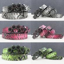 New Model Y2K Unisex Leopard Print Rhinestone Belt With Shiny Crystal Punk Hip-Hop PU Leather Belt For Jeans Dresses Gothic Belt Casual, Business, Boyfriend Husband Father Dad Men Gift, Daily Wear, Fashion, Teen, Outdoor, Vacation, Athletic, Travel, Street, Boho, Vintage Fall, Autumn, Halloween Autumn-Winter Accessories,Suitable For Teens, Youth,Men,Casual, Outdoor, Athletic, Vacation, Graduation Gifts, Birthday, Daily Wear